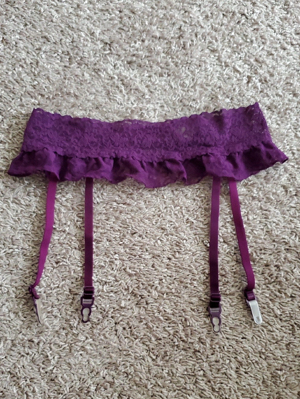 Victoria's Secret Purple Lace Ruffle Suspender Garter